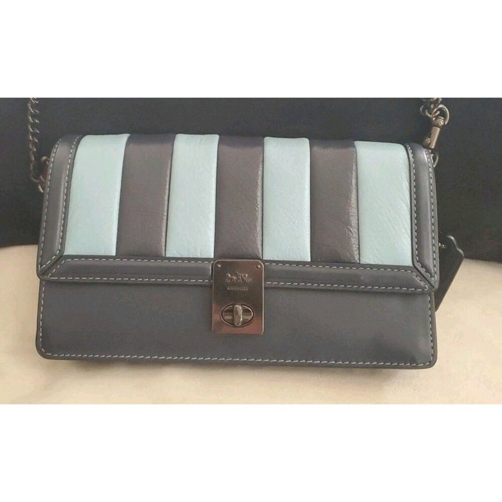 Coach Hutton Leather Convertible Crossbody Bag Midnight Multi Quilting Chain - Picture 12 of 16